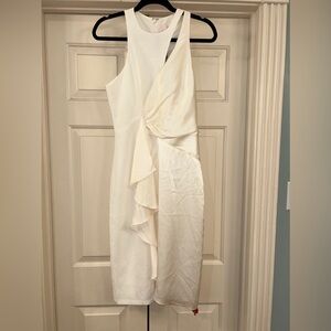 Cinq a Sept ivory dress size 4 midi corpcore silk wrap draped